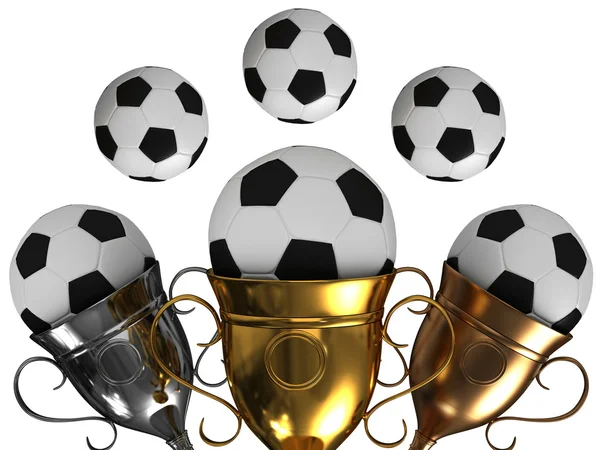 Кубок и футбольный мяч — стоковое фото