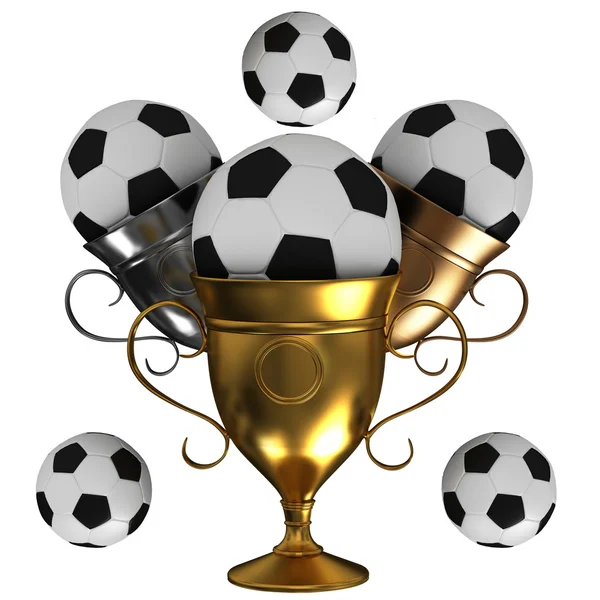 Cup and soccer ball — Stock Photo, Image