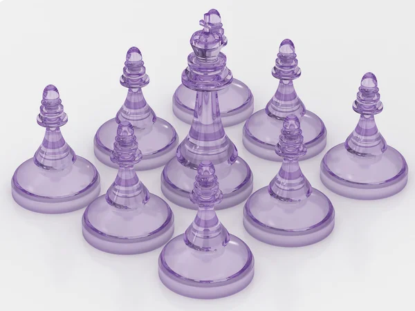 Šachový král je obklopeno pěšců — Stock fotografie