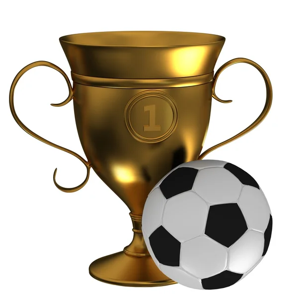 Cups with soccer balls — Stock Photo, Image