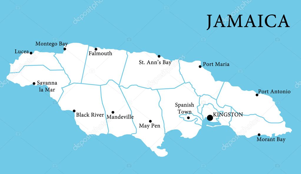 Map of Jamaica \u2014 Stock Photo \u00a9 lina0486 10539345