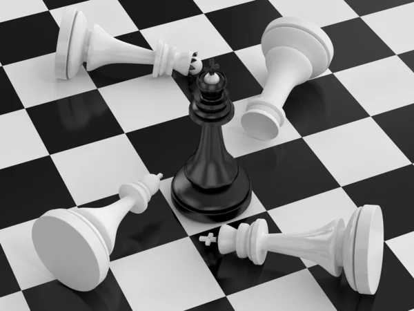 Megnyerte a fekete sakk-király — Stock Fotó