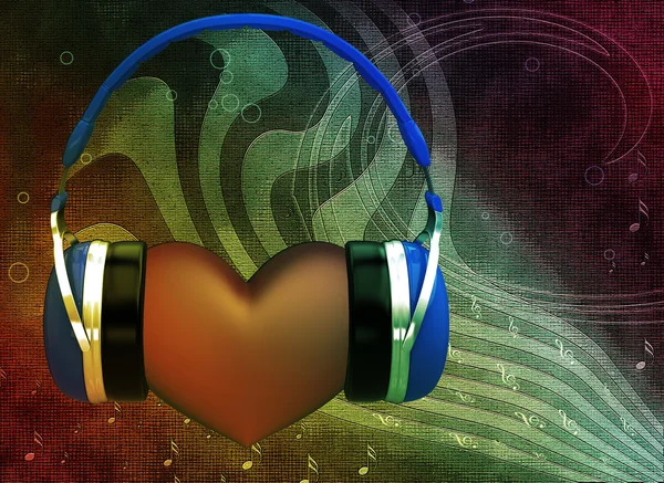 Headphones with a heart — Stock Photo, Image