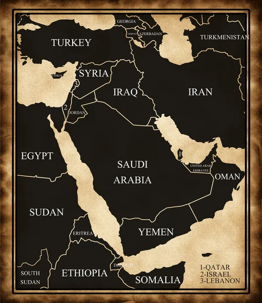 Mapa Blízkého východu — Stock fotografie