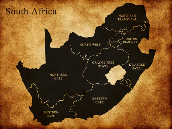 Map of South Africa on the old background