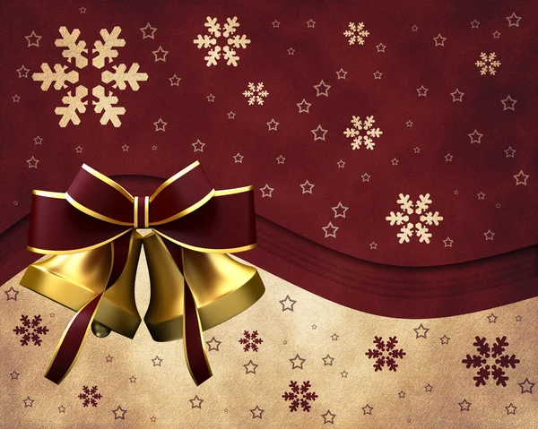 Christmas bells with red bow — Stock Photo, Image