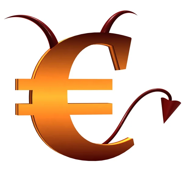 The Devil euro sign — Stock Photo, Image