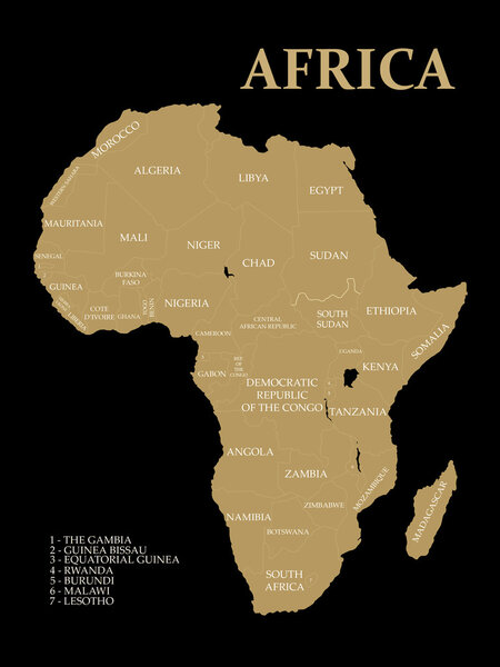 Map of Africa on the black background
