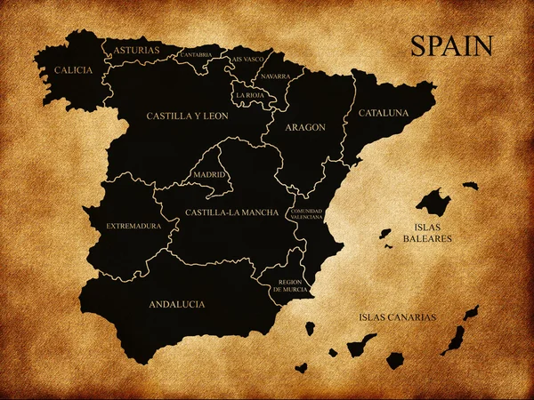 西班牙的地图 — 图库照片