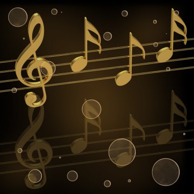 Golden treble clef and notes clipart