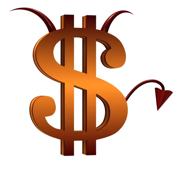 Znak dolaru ďábel — Stock fotografie