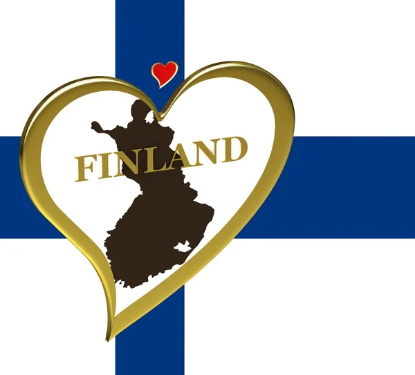 Mapa da Finlândia com bandeira — Fotografia de Stock