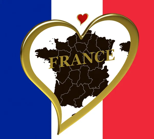 Γαλλικός χάρτης με σημαία — Φωτογραφία Αρχείου