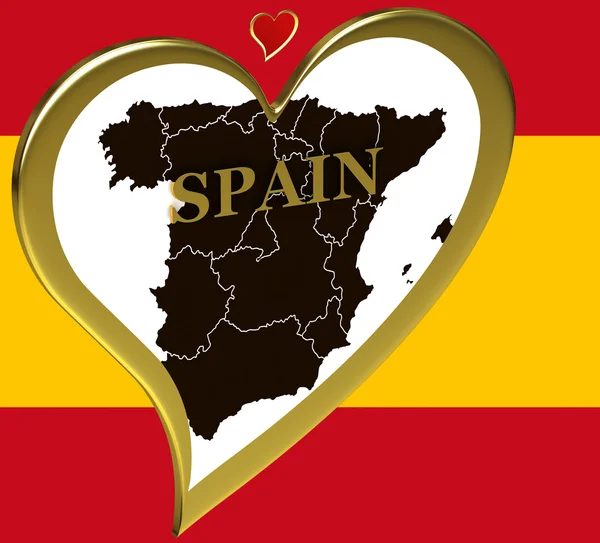 İspanya Haritası bayrak ile — Stok fotoğraf
