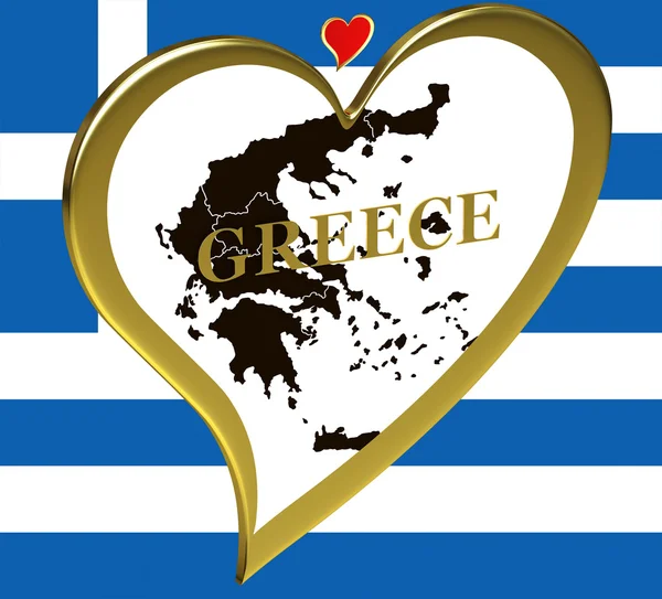 フラグとギリシャの地図 — ストック写真