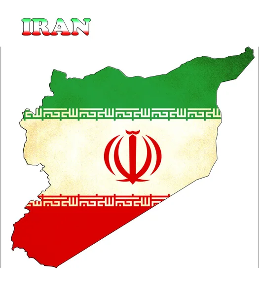 Map of Iran with a flag — Stock Photo, Image