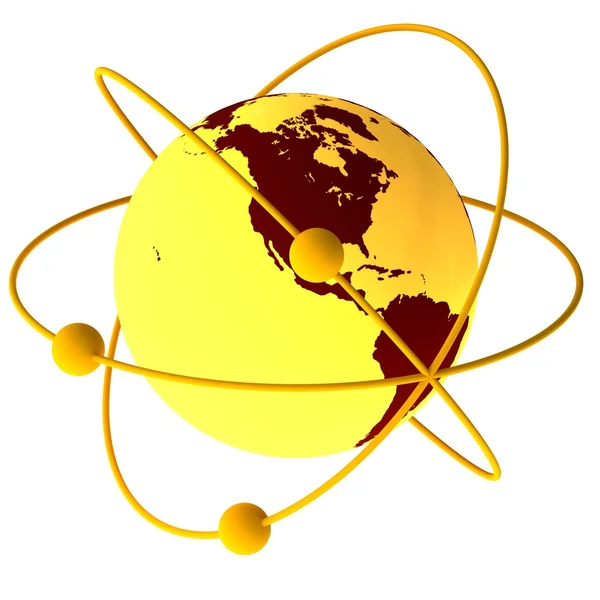 Gul atom symbol — Stockfoto