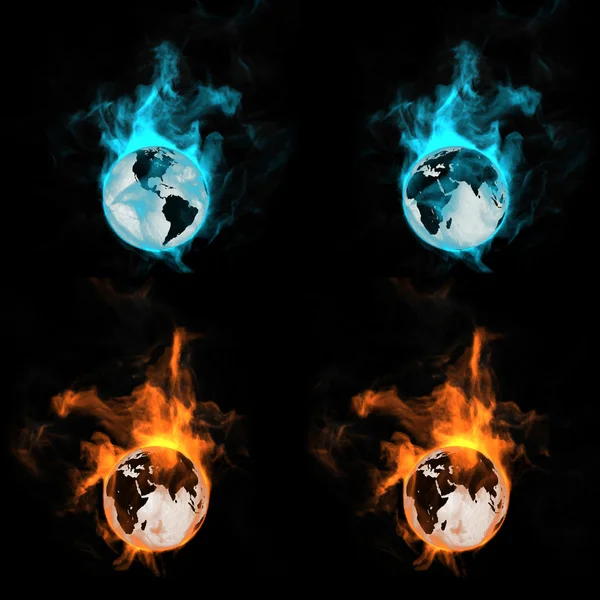 Globe on fire — Stock Photo, Image