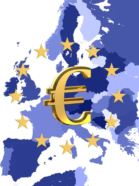 Europa en teken van euro — Stockfoto