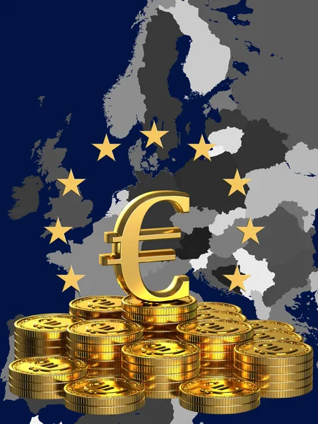 Europe and sign of euro — Stock Photo, Image