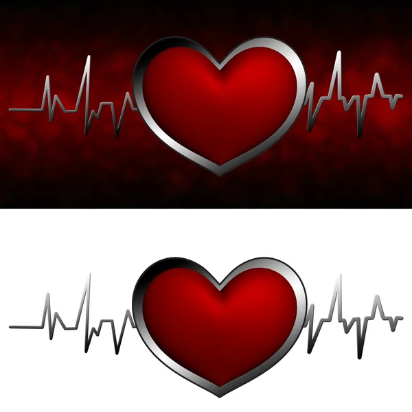 Cardiograma com coração — Fotografia de Stock