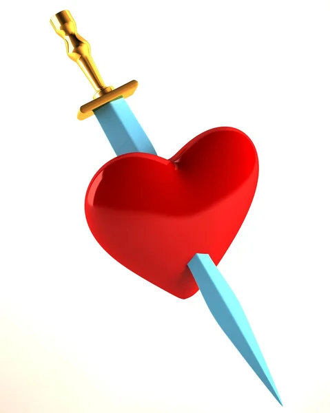 The heart pierced with a knife — Stock Photo, Image