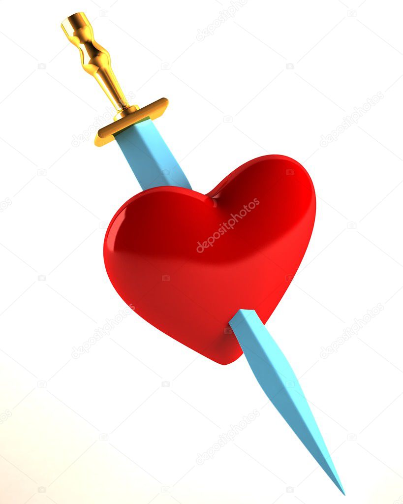 The heart pierced with a knife