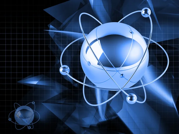 Атоми на синьому фоні — стокове фото