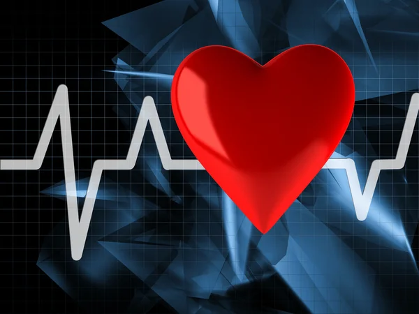 Cardiograma con corazón —  Fotos de Stock