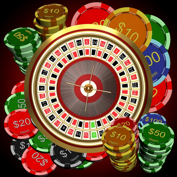 Roleta com as fichas de casino — Fotografia de Stock