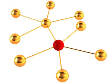 Gold model of a molecule clipart