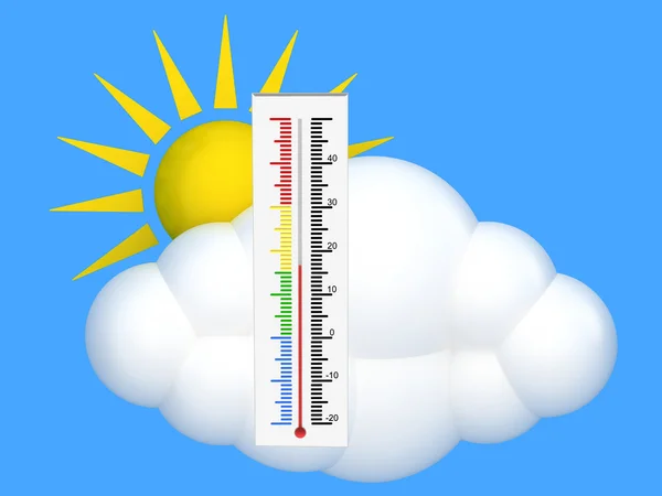 Thermometer cloud en zon — Stockfoto