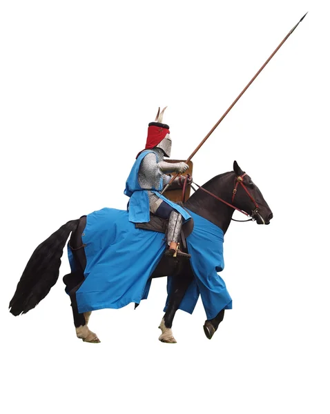 Средневековый рыцарь на коне Стоковое Изображение