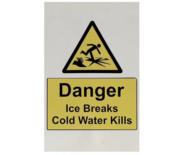 Una señal de peligro de rotura de hielo — Foto de Stock