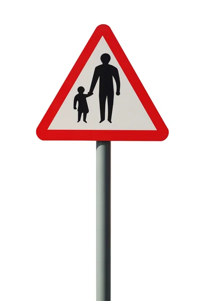 Pedoni nel segnale di avvertimento stradale — Foto Stock