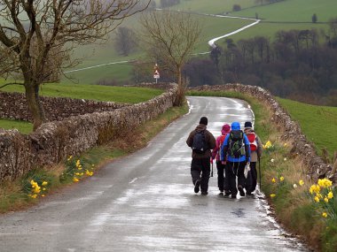 Group Hiking on a Wet Day clipart