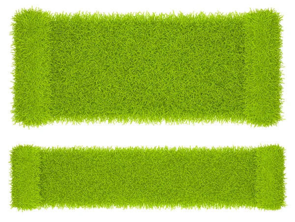 空白的空绿草。抽象形状 3d。在白色隔离 — 图库照片