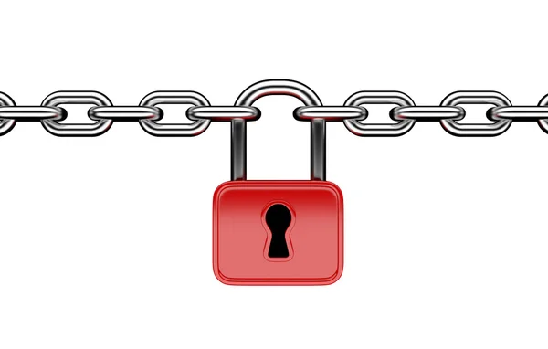 锁定和隔离在白色背景上的链。安全概念 3d — 图库照片