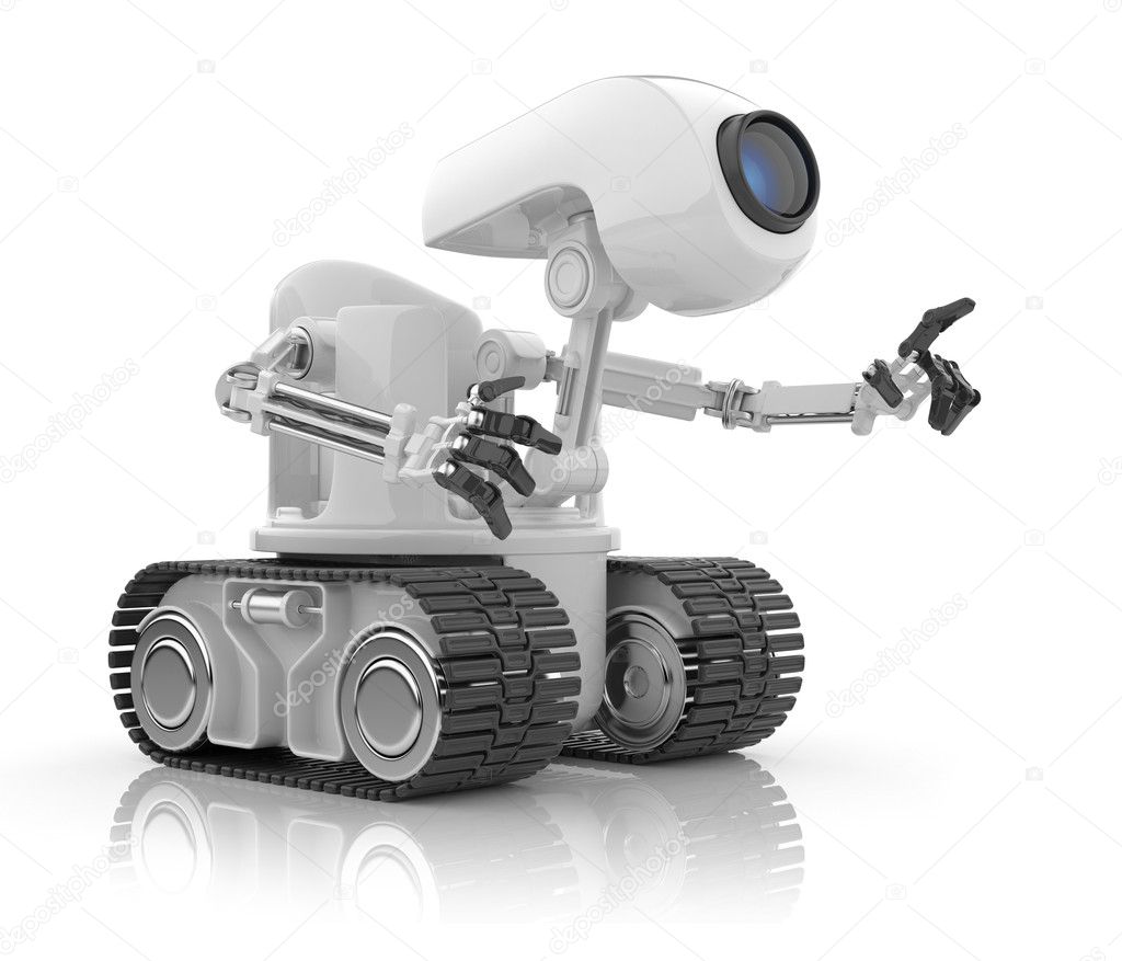 Futuristic robot talk. Artificial intelligence concept. 3D isol