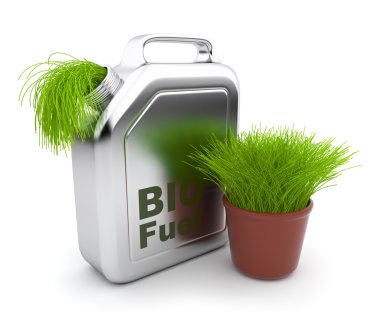 Can with BIO fuel 3D. Alternative energy. Isolated on white bac clipart