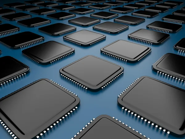 Microchip de computadora CPU 3D . — Foto de Stock