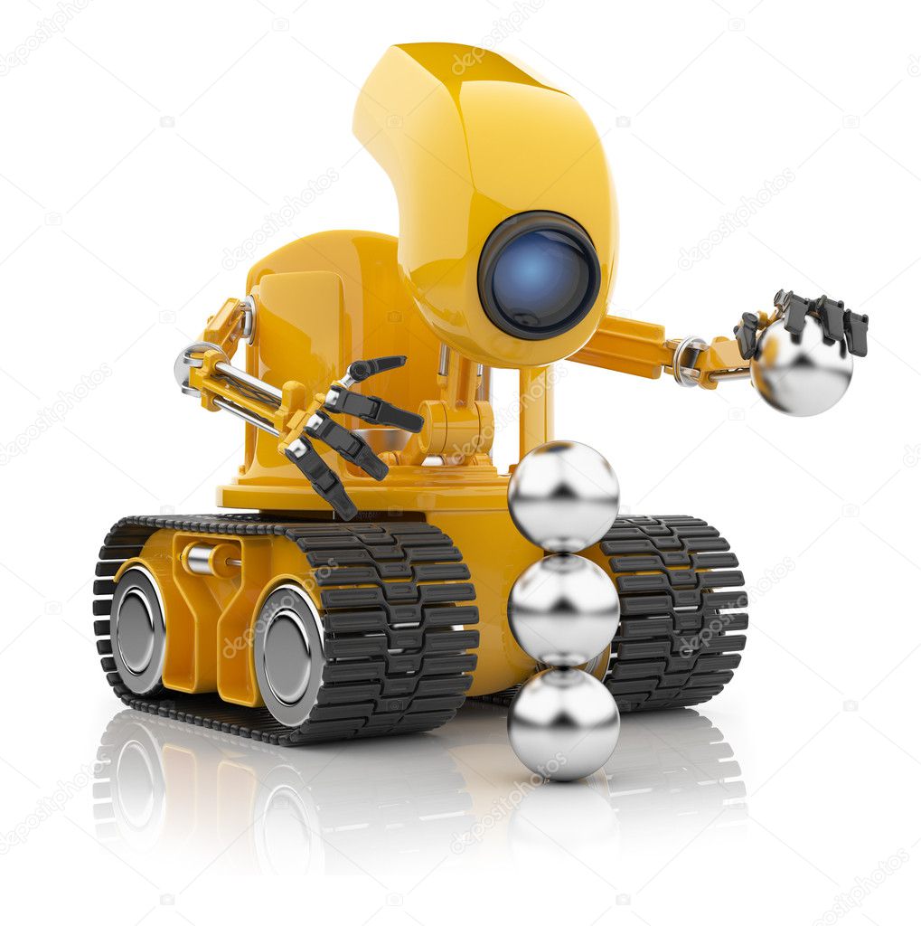 Futuristic robot hold sphere. Artificial intelligence concept.