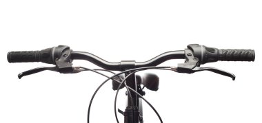 Handlebars of a mountain bicycle. Isolated clipart