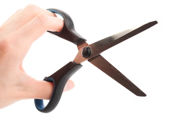 Hand hold scissors. Isolated — Stock Photo, Image