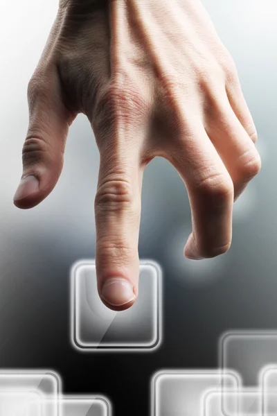 Hand, select. Touch screen. Image, sensor — Stock Photo, Image