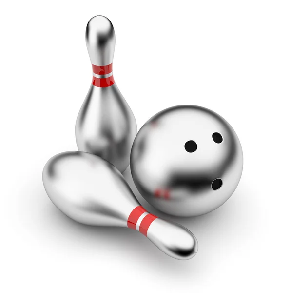 Bowling 3D. Concept sportif. Isolé sur fond blanc — Photo