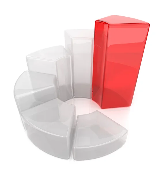 Carta de cristal. Diagrama de negocio 3D. Icono aislado sobre fondo blanco —  Fotos de Stock
