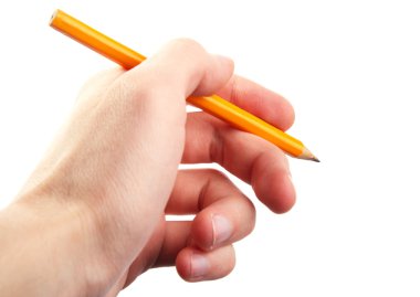 kalem kalem tutan eli. yazma, izole