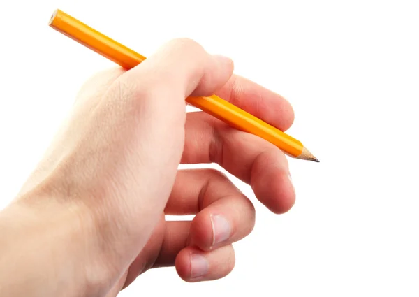 stock image Hand holding pencil pen. Writing, isolated