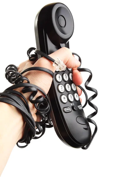 Hand hold phone. Call, isolated. disconnect — Stock Photo, Image